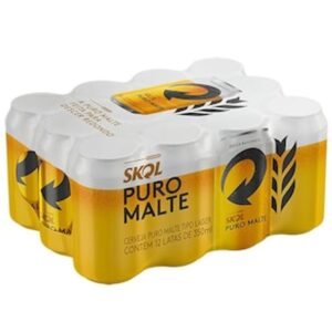 Cerveja Skol Puro Malte Lata 350ml 12 Unidades